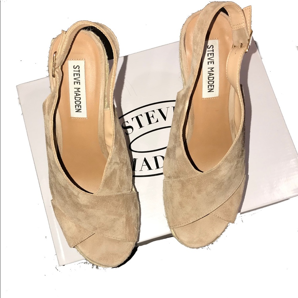 Steve Madden Rayla Taupe Suede Wedge Sandal